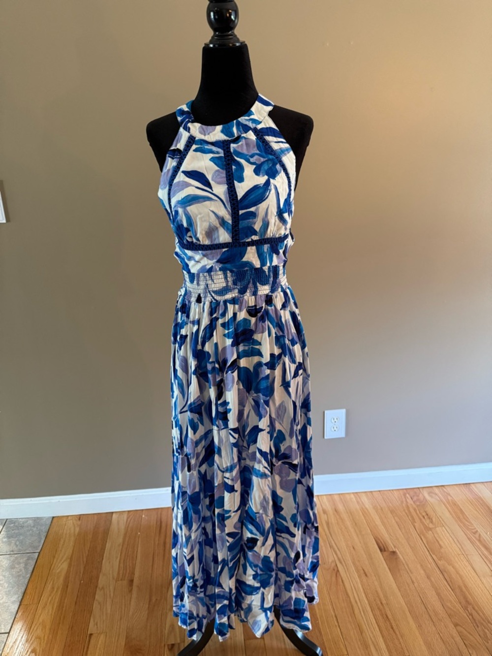 Blue Floral Halter Maxi Dress - Brand